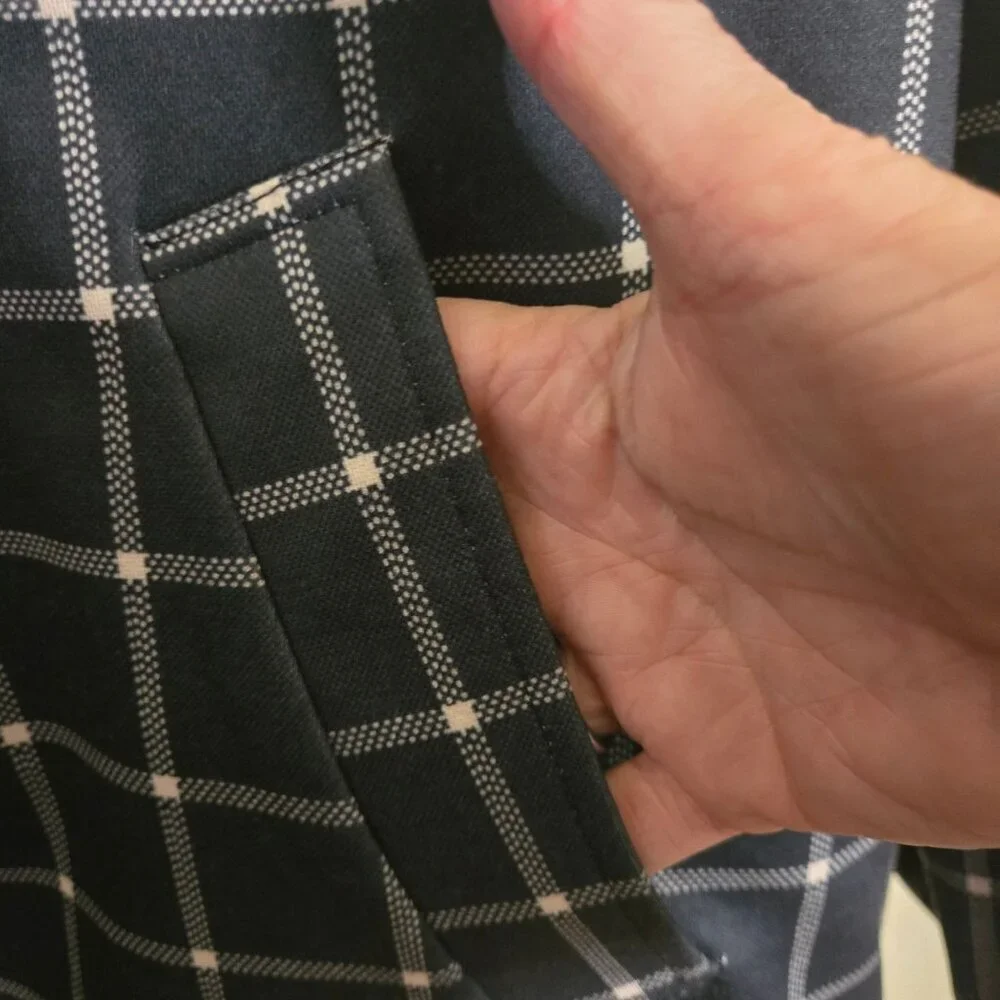 Joie NWOT Windowpane Plaid Swing Coat Pockets Button Front Size XL